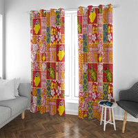 Niue Monuina e Kilisimasi Window Curtain Pacific Patchwork Xmas Vibes - Polynesian Pride