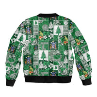 Norfolk Island Meri Krismas Bomber Jacket Pacific Patchwork Xmas Vibes - Polynesian Pride
