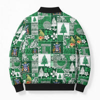 Norfolk Island Meri Krismas Bomber Puffer Jacket Pacific Patchwork Xmas Vibes - Polynesian Pride