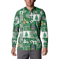 Norfolk Island Meri Krismas Button Sweatshirt Pacific Patchwork Xmas Vibes - Polynesian Pride