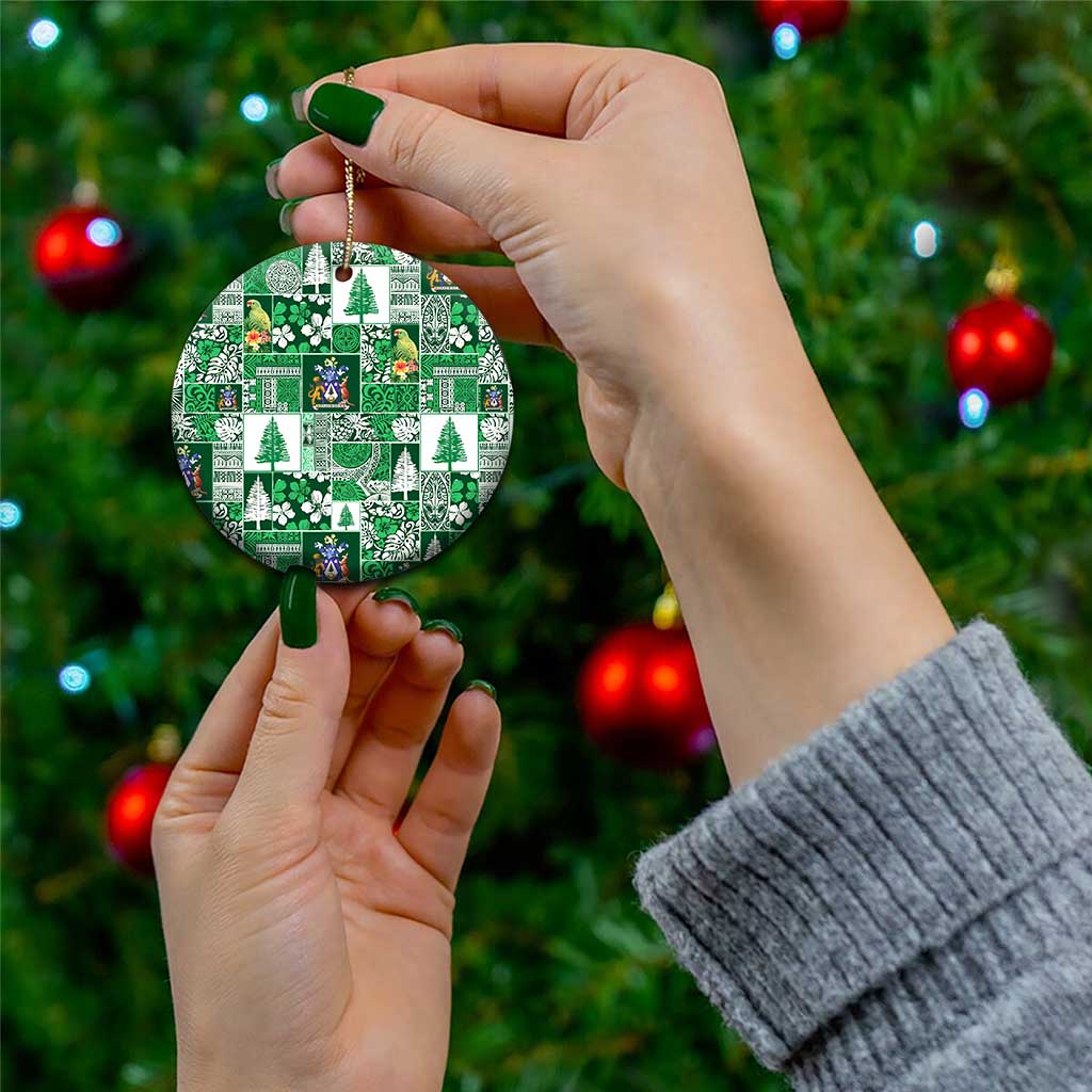 Norfolk Island Meri Krismas Ceramic Ornament Pacific Patchwork Xmas Vibes - Polynesian Pride
