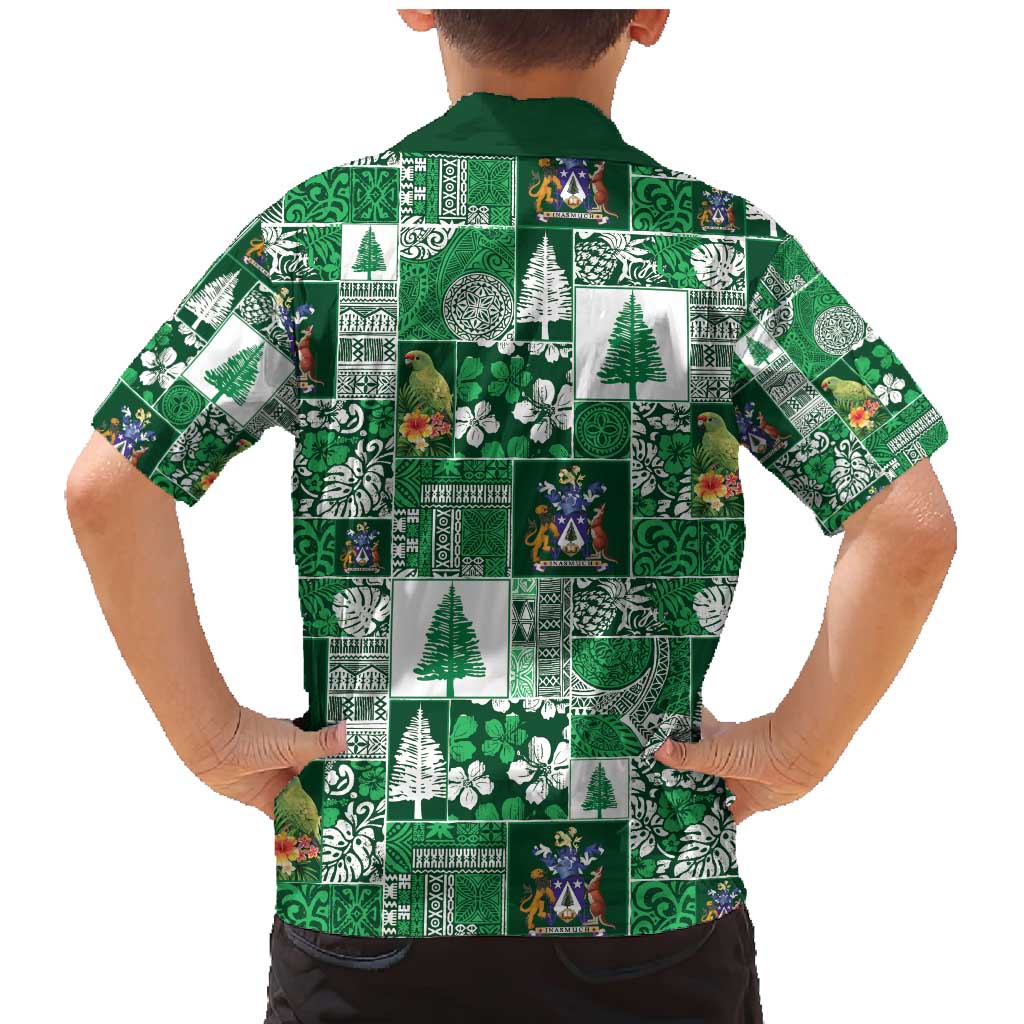 Norfolk Island Meri Krismas Family Matching Mermaid Dress and Hawaiian Shirt Pacific Patchwork Xmas Vibes - Polynesian Pride