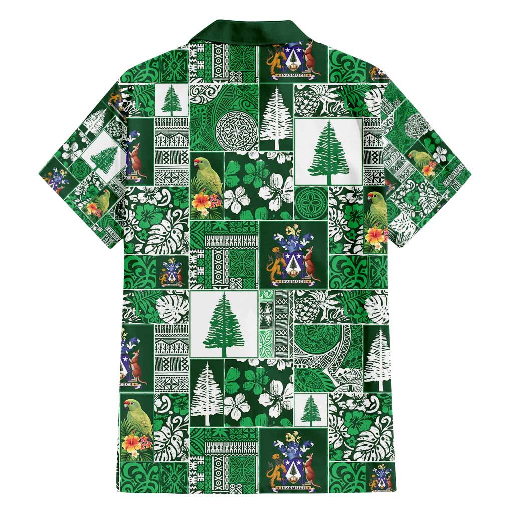 Norfolk Island Meri Krismas Family Matching Off Shoulder Maxi Dress and Hawaiian Shirt Pacific Patchwork Xmas Vibes - Polynesian Pride