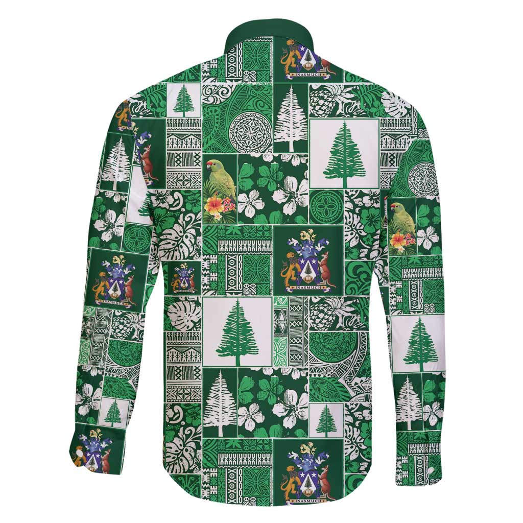 Norfolk Island Meri Krismas Family Matching Off Shoulder Short Dress and Hawaiian Shirt Pacific Patchwork Xmas Vibes - Polynesian Pride