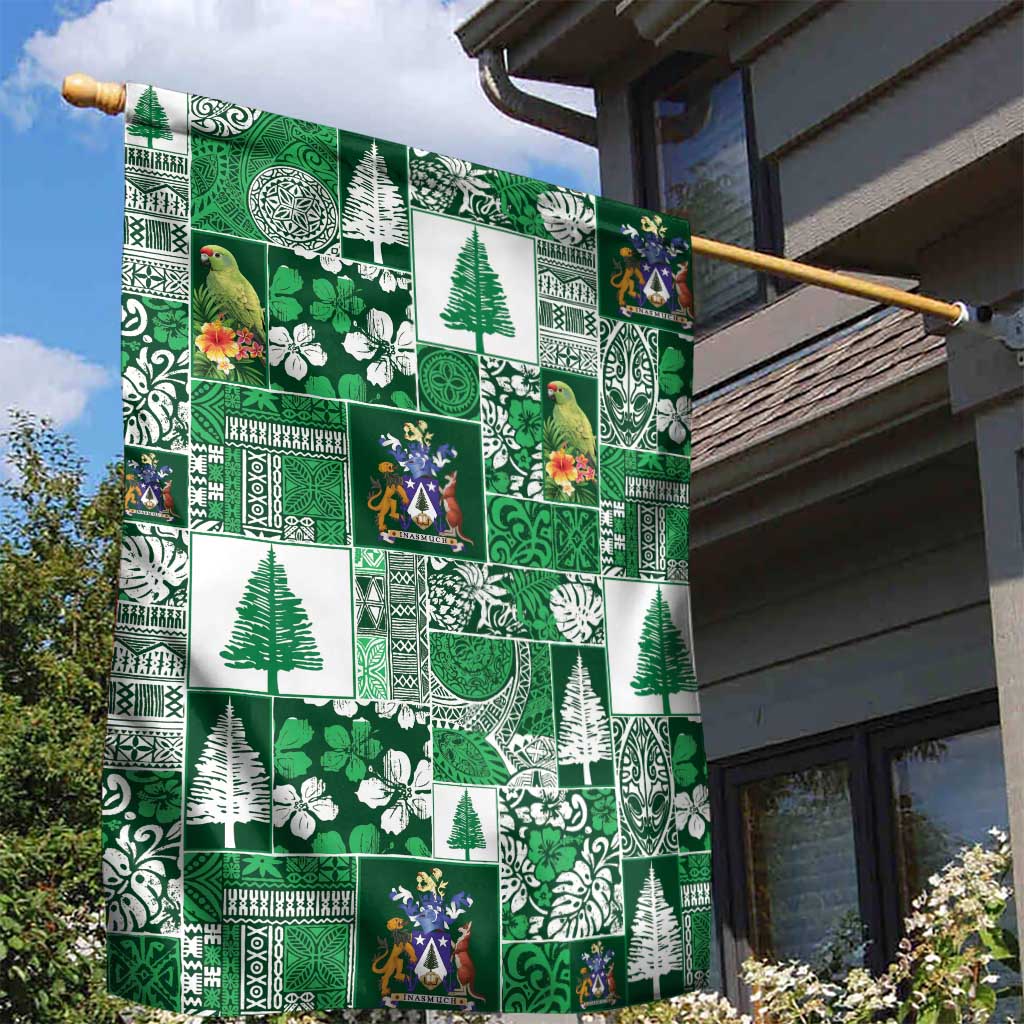 Norfolk Island Meri Krismas Garden Flag Pacific Patchwork Xmas Vibes - Polynesian Pride