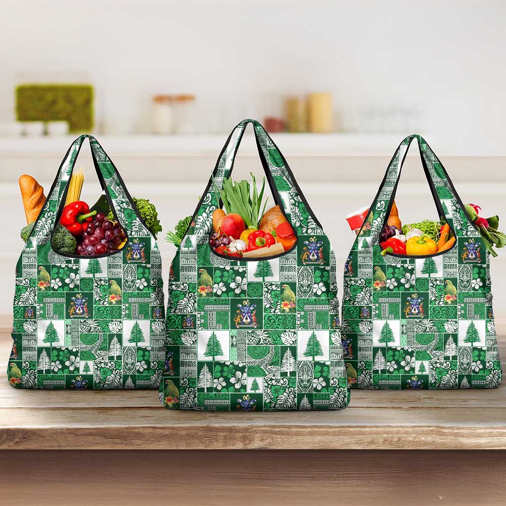 Norfolk Island Meri Krismas Grocery Bag Pacific Patchwork Xmas Vibes - Polynesian Pride