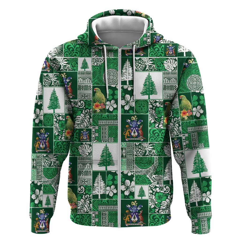 Norfolk Island Meri Krismas Hoodie Pacific Patchwork Xmas Vibes - Polynesian Pride