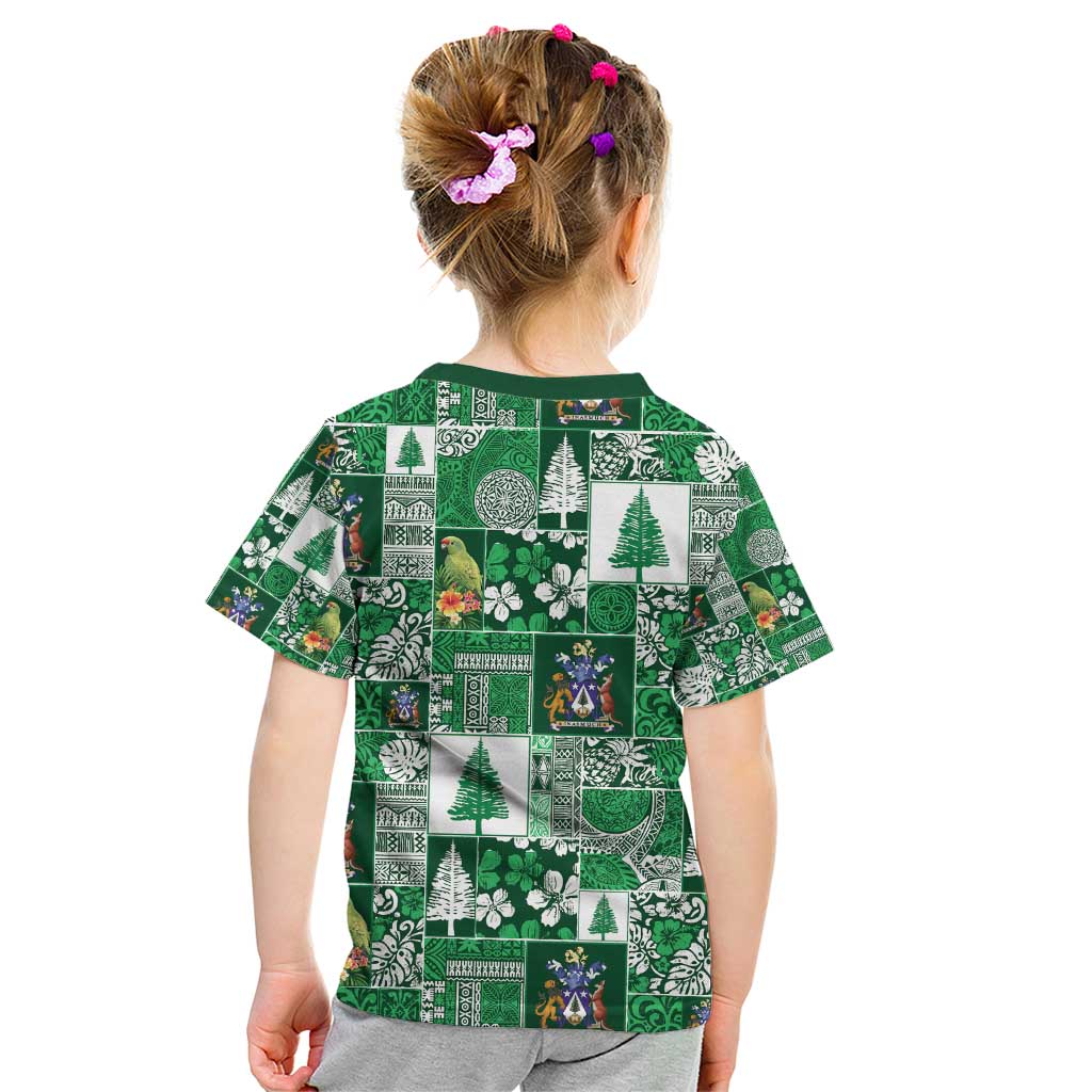 Norfolk Island Meri Krismas Kid T Shirt Pacific Patchwork Xmas Vibes - Polynesian Pride