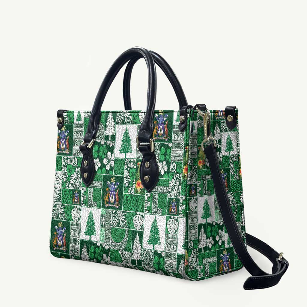Norfolk Island Meri Krismas Leather Bag Pacific Patchwork Xmas Vibes - Polynesian Pride