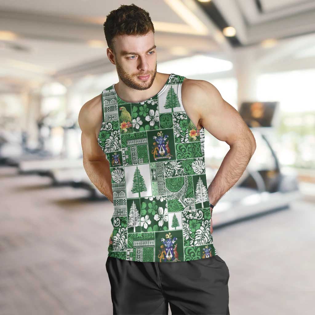 Norfolk Island Meri Krismas Men Tank Top Pacific Patchwork Xmas Vibes - Polynesian Pride