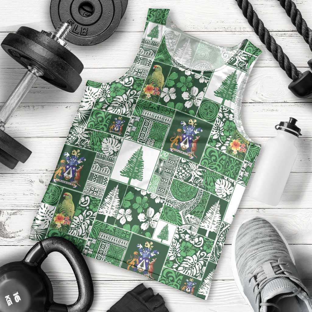 Norfolk Island Meri Krismas Men Tank Top Pacific Patchwork Xmas Vibes - Polynesian Pride