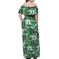 Norfolk Island Meri Krismas Off Shoulder Maxi Dress Pacific Patchwork Xmas Vibes - Polynesian Pride