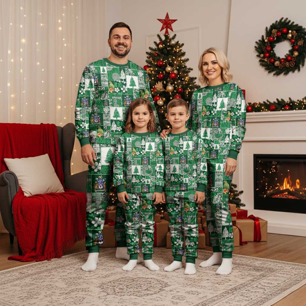 Norfolk Island Meri Krismas Christmas Pajama Set Pacific Patchwork Xmas Vibes - Polynesian Pride