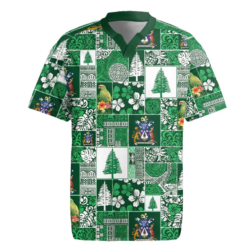 Norfolk Island Meri Krismas Rugby Jersey Pacific Patchwork Xmas Vibes - Polynesian Pride