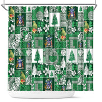 Norfolk Island Meri Krismas Shower Curtain Pacific Patchwork Xmas Vibes - Polynesian Pride