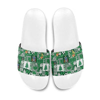 Norfolk Island Meri Krismas Slide Sandals Pacific Patchwork Xmas Vibes - Polynesian Pride