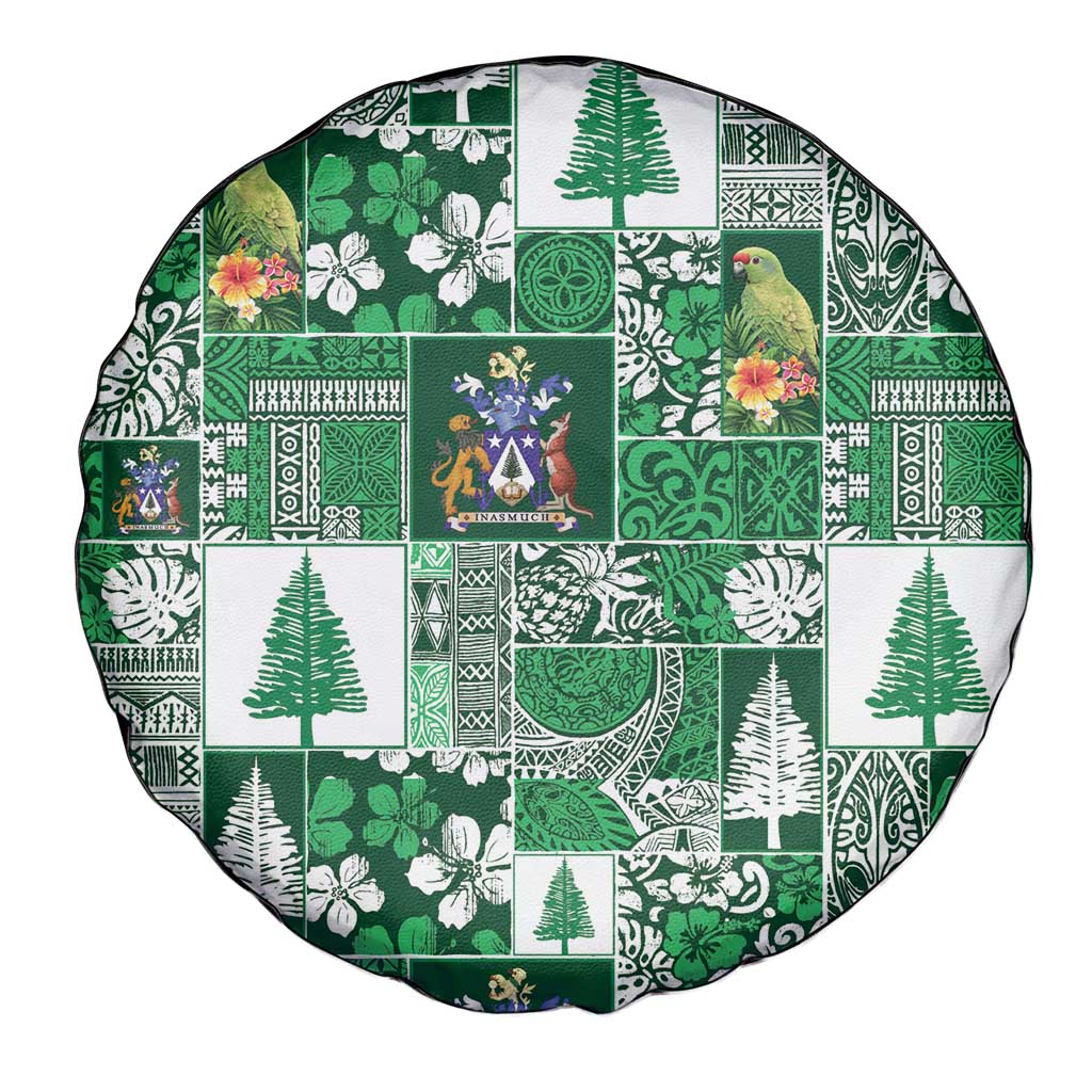 Norfolk Island Meri Krismas Spare Tire Cover Pacific Patchwork Xmas Vibes - Polynesian Pride