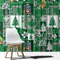 Norfolk Island Meri Krismas Window Curtain Pacific Patchwork Xmas Vibes - Polynesian Pride