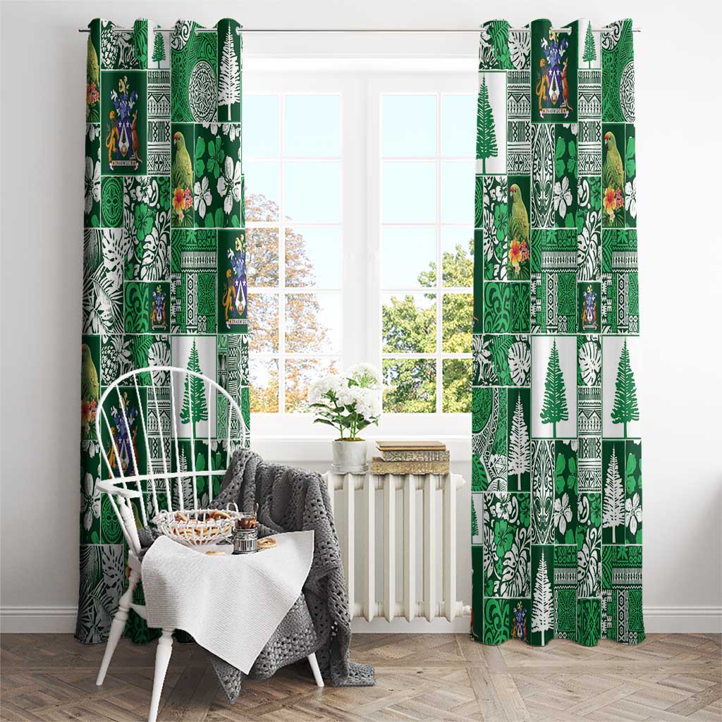 Norfolk Island Meri Krismas Window Curtain Pacific Patchwork Xmas Vibes - Polynesian Pride