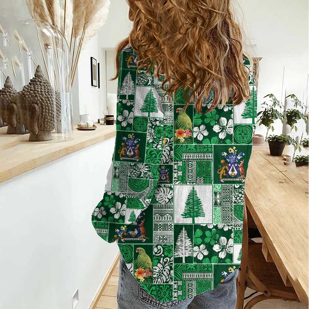 Norfolk Island Meri Krismas Women Casual Shirt Pacific Patchwork Xmas Vibes - Polynesian Pride