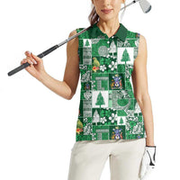 Norfolk Island Meri Krismas Women Sleeveless Polo Shirt Pacific Patchwork Xmas Vibes - Polynesian Pride