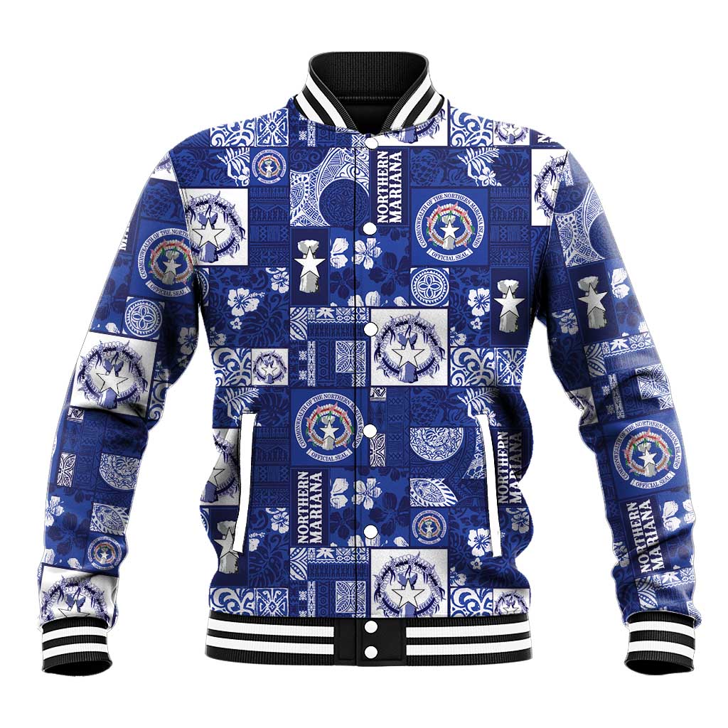 Northern Mariana Islands Magof Nochebuena Baseball Jacket Pacific Patchwork Xmas Vibes - Polynesian Pride
