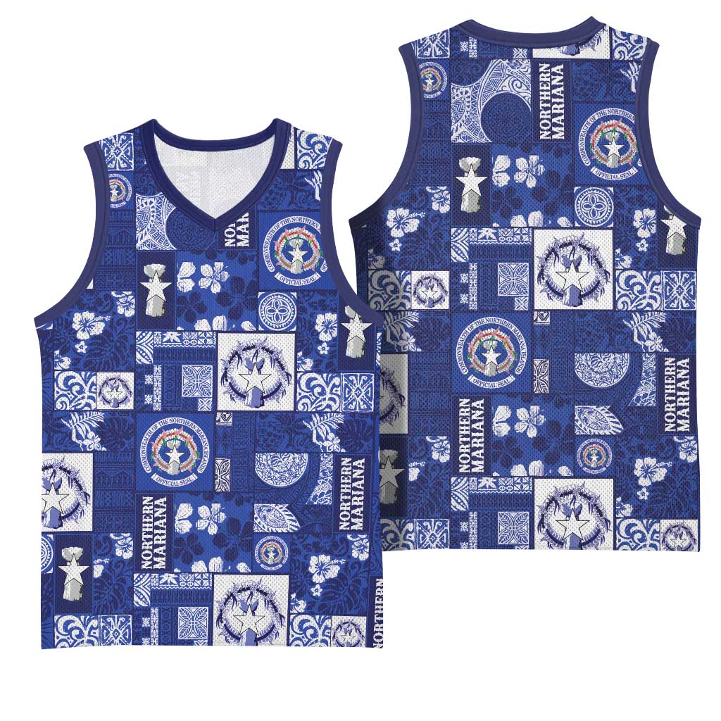 Northern Mariana Islands Magof Nochebuena Basketball Jersey Pacific Patchwork Xmas Vibes - Polynesian Pride