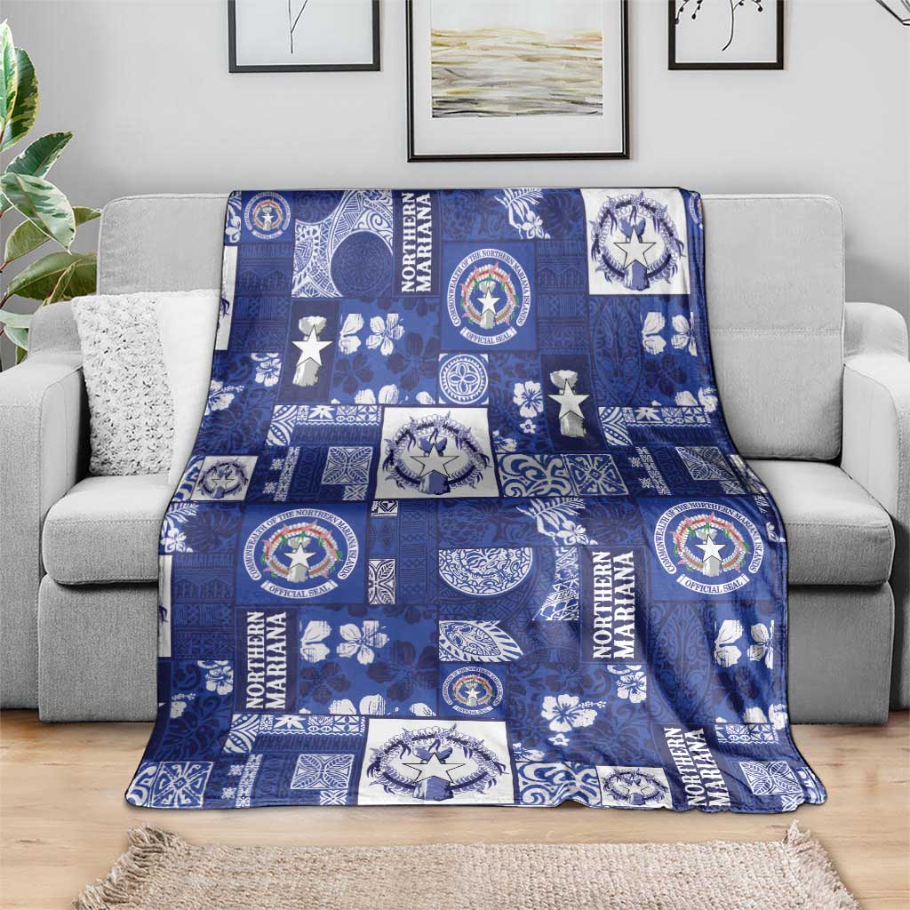 Northern Mariana Islands Magof Nochebuena Blanket Pacific Patchwork Xmas Vibes - Polynesian Pride