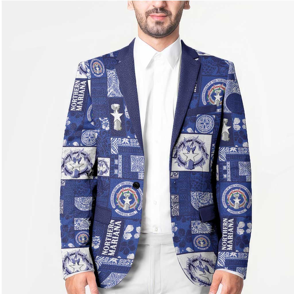 Northern Mariana Islands Magof Nochebuena Blazer Pacific Patchwork Xmas Vibes - Polynesian Pride