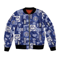 Northern Mariana Islands Magof Nochebuena Bomber Jacket Pacific Patchwork Xmas Vibes - Polynesian Pride