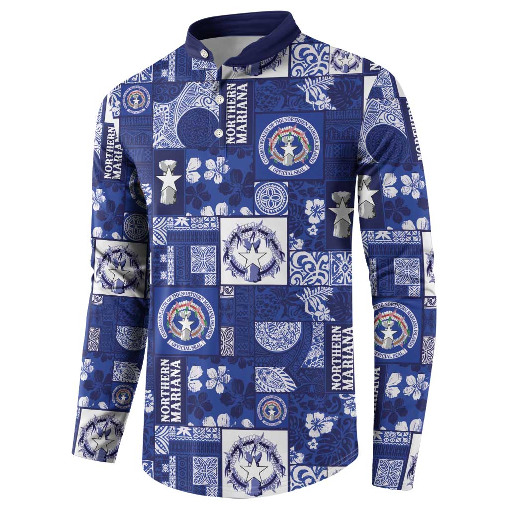 Northern Mariana Islands Magof Nochebuena Button Sweatshirt Pacific Patchwork Xmas Vibes - Polynesian Pride