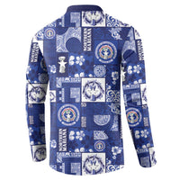 Northern Mariana Islands Magof Nochebuena Button Sweatshirt Pacific Patchwork Xmas Vibes - Polynesian Pride