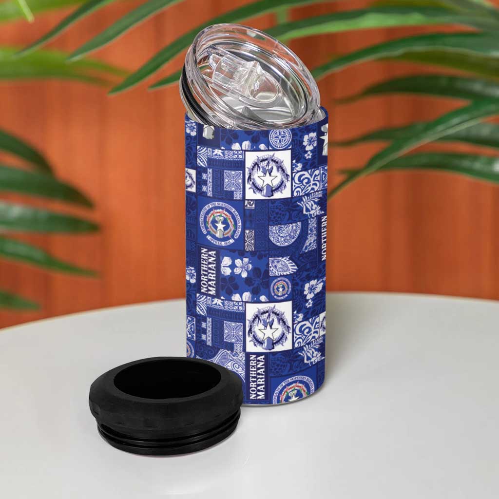 Northern Mariana Islands Magof Nochebuena 4 in 1 Can Cooler Tumbler Pacific Patchwork Xmas Vibes - Polynesian Pride