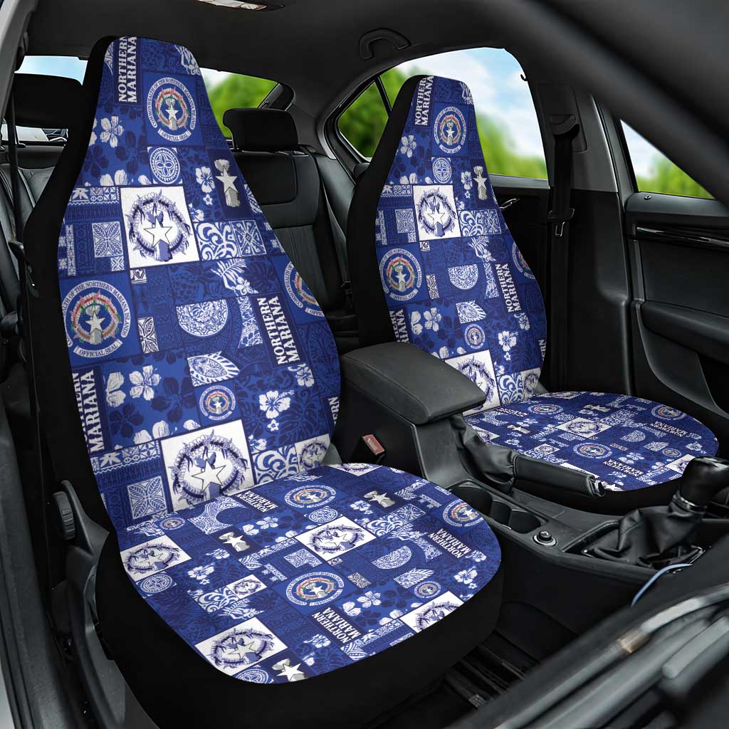 Northern Mariana Islands Magof Nochebuena Car Seat Cover Pacific Patchwork Xmas Vibes - Polynesian Pride