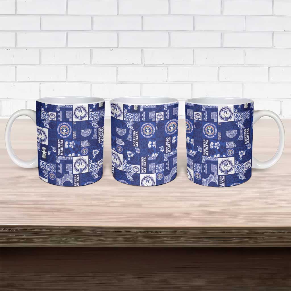 Northern Mariana Islands Magof Nochebuena Ceramic Mug Pacific Patchwork Xmas Vibes - Polynesian Pride