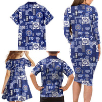 Northern Mariana Islands Magof Nochebuena Family Matching Long Sleeve Bodycon Dress and Hawaiian Shirt Pacific Patchwork Xmas Vibes - Polynesian Pride