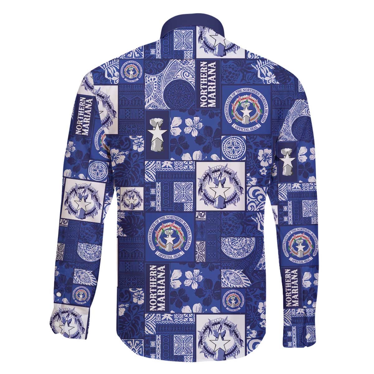 Northern Mariana Islands Magof Nochebuena Family Matching Off The Shoulder Long Sleeve Dress and Hawaiian Shirt Pacific Patchwork Xmas Vibes - Polynesian Pride