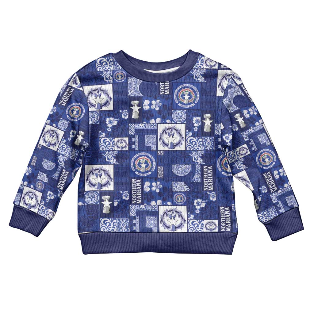 Northern Mariana Islands Magof Nochebuena Kid Ugly Christmas Sweater Pacific Patchwork Xmas Vibes - Polynesian Pride