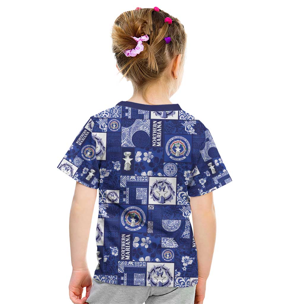 Northern Mariana Islands Magof Nochebuena Kid T Shirt Pacific Patchwork Xmas Vibes - Polynesian Pride