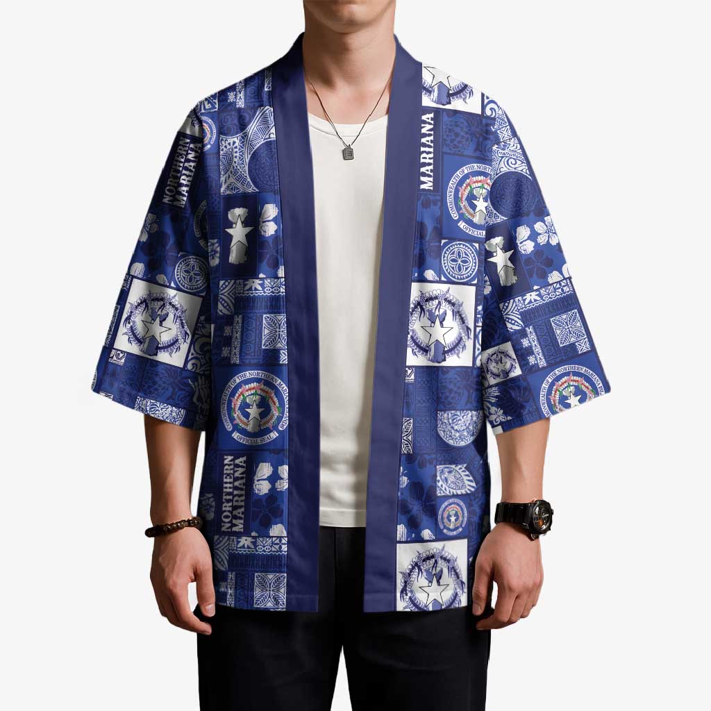 Northern Mariana Islands Magof Nochebuena Kimono Pacific Patchwork Xmas Vibes LT9 - Polynesian Pride