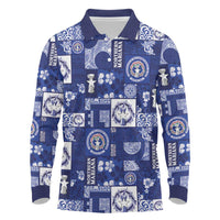 Northern Mariana Islands Magof Nochebuena Long Sleeve Polo Shirt Pacific Patchwork Xmas Vibes - Polynesian Pride