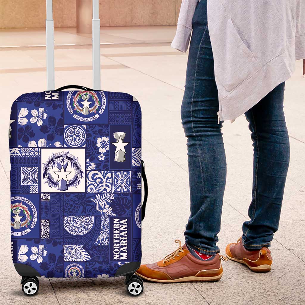 Northern Mariana Islands Magof Nochebuena Luggage Cover Pacific Patchwork Xmas Vibes - Polynesian Pride
