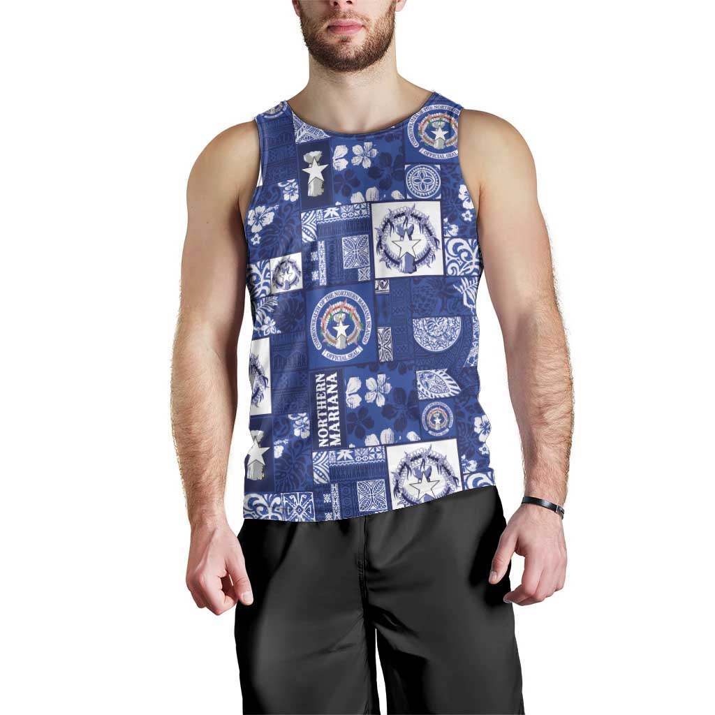 Northern Mariana Islands Magof Nochebuena Men Tank Top Pacific Patchwork Xmas Vibes - Polynesian Pride