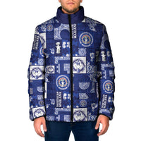 Northern Mariana Islands Magof Nochebuena Padded Jacket Pacific Patchwork Xmas Vibes - Polynesian Pride
