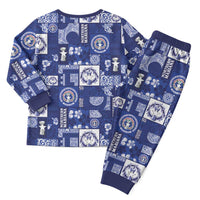 Northern Mariana Islands Magof Nochebuena Christmas Pajama Set Pacific Patchwork Xmas Vibes - Polynesian Pride