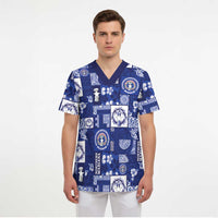 Northern Mariana Islands Magof Nochebuena Scrub Top Pacific Patchwork Xmas Vibes - Polynesian Pride