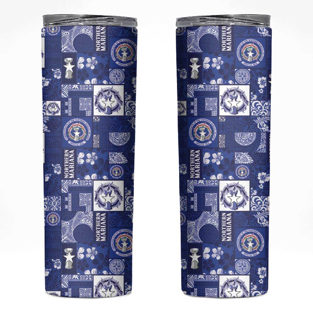 Northern Mariana Islands Magof Nochebuena Skinny Tumbler Pacific Patchwork Xmas Vibes - Polynesian Pride
