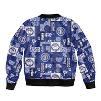 Northern Mariana Islands Magof Nochebuena Sleeve Zip Bomber Jacket Pacific Patchwork Xmas Vibes - Polynesian Pride
