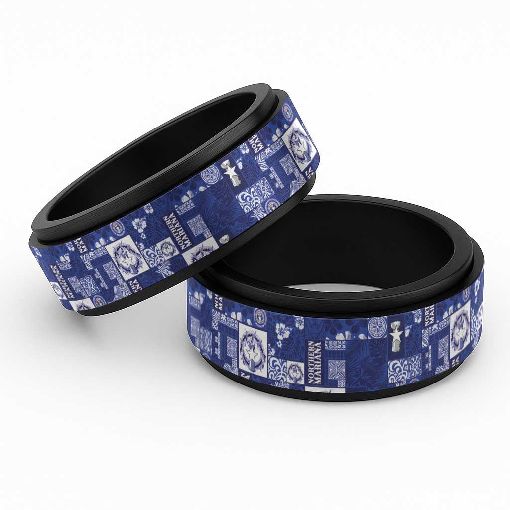 Northern Mariana Islands Magof Nochebuena Spinner Ring Pacific Patchwork Xmas Vibes - Polynesian Pride