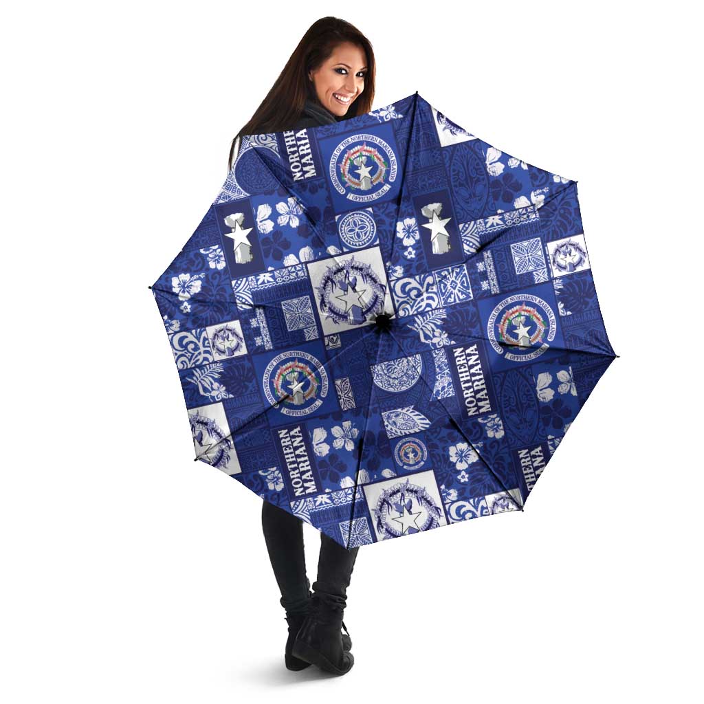 Northern Mariana Islands Magof Nochebuena Umbrella Pacific Patchwork Xmas Vibes - Polynesian Pride